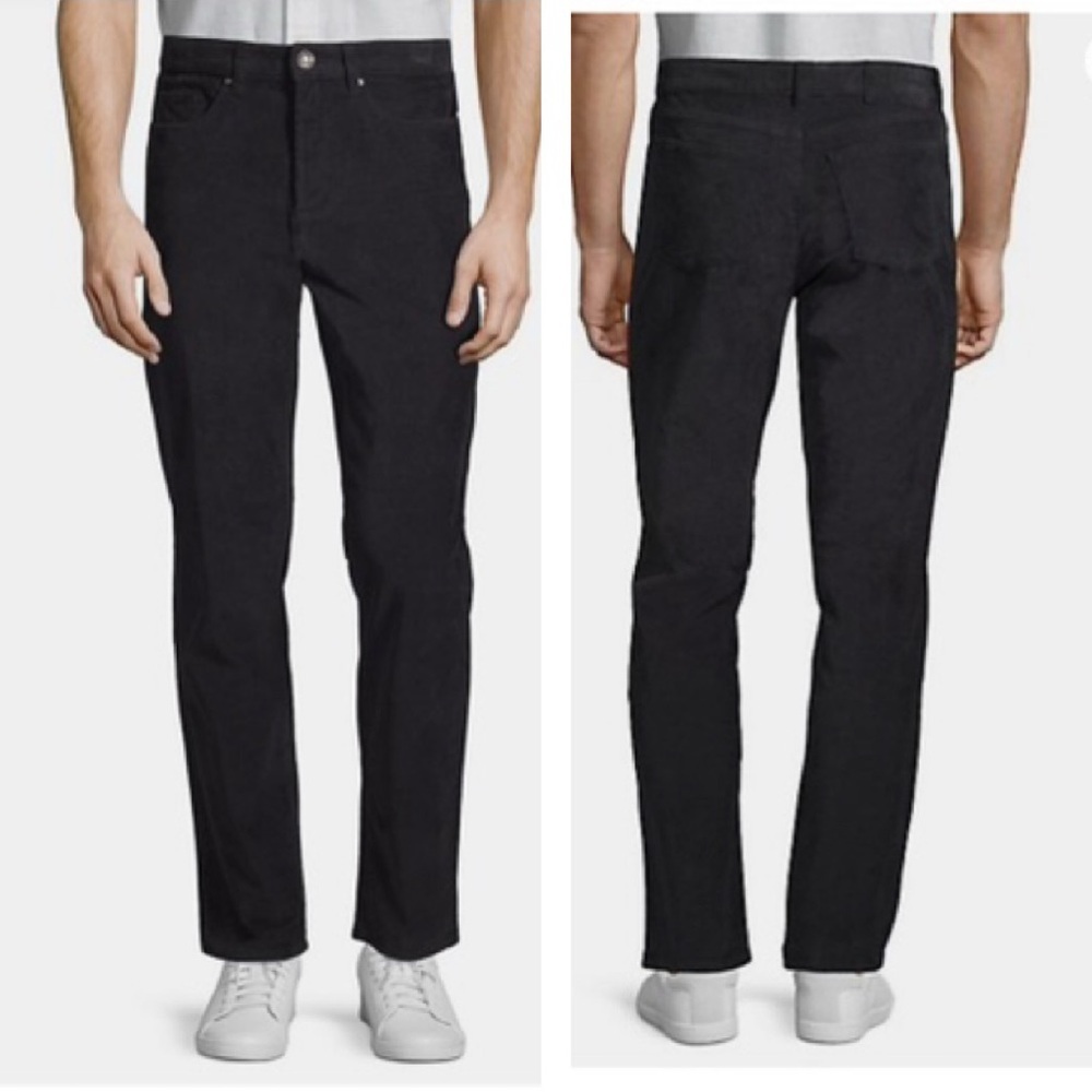 Black Brown 1826 Corduroy Pants Straight Leg Cotton Stretch 5 Pocket Jeans 30W L